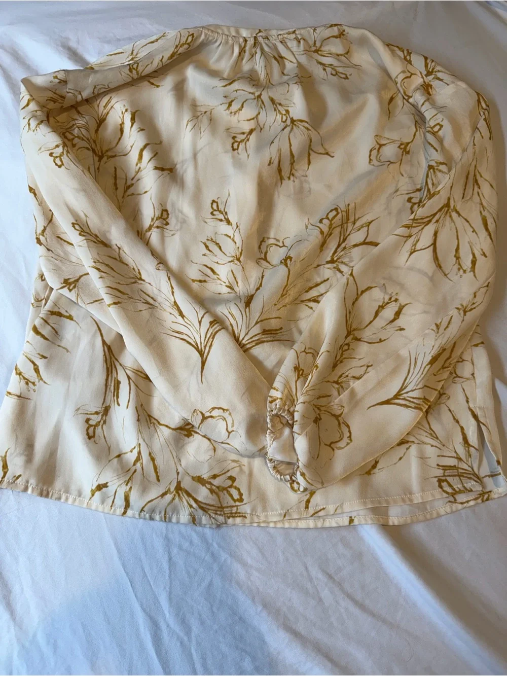 a new day Cream Duvet Cover with Gold Floral Sketch